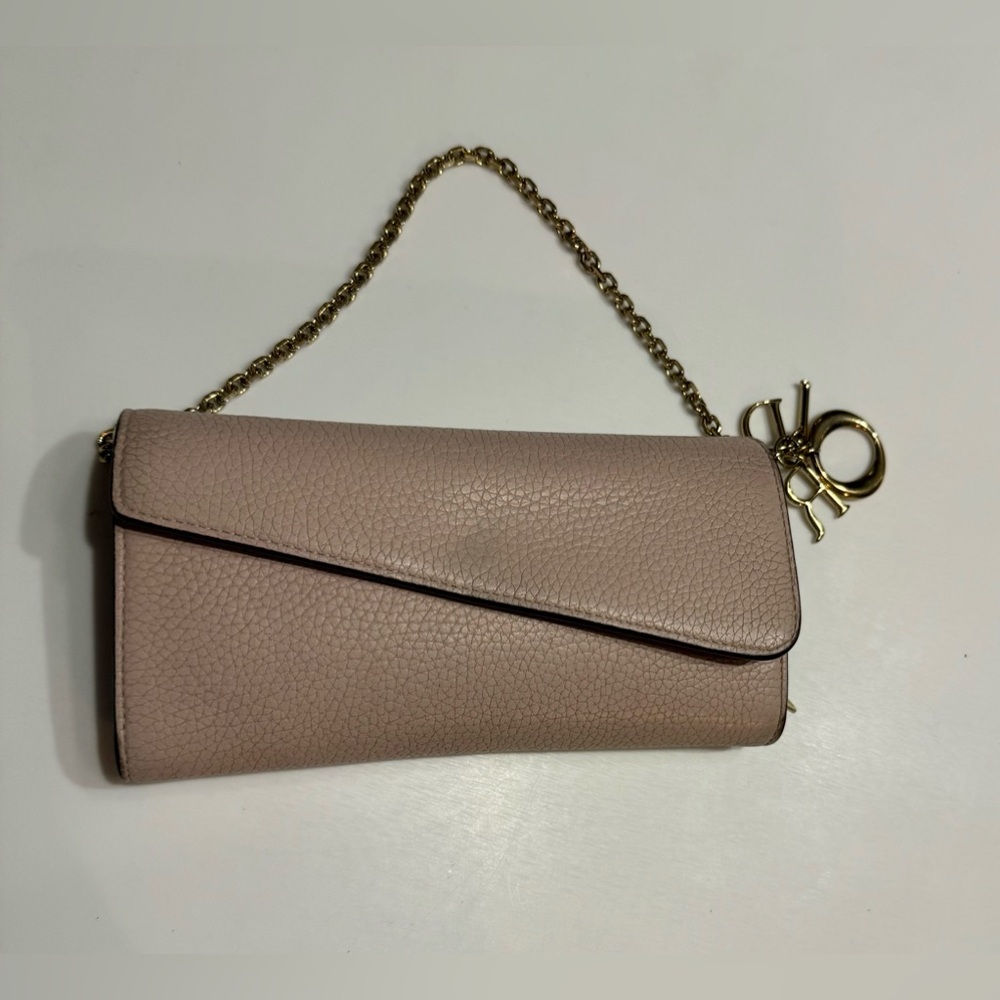 Dior leather saddle wallet on chain